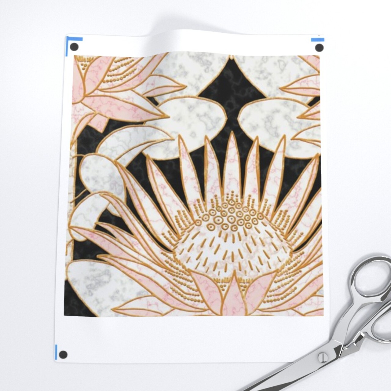 Art Deco King Protea Blush Pink Floral Botanical Flower Custom Printed Fabric by Spoonflower Various Fabrics by the Yard or Fat Quarter